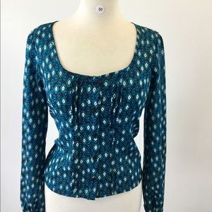 Mudd Blue Patterned Blouse